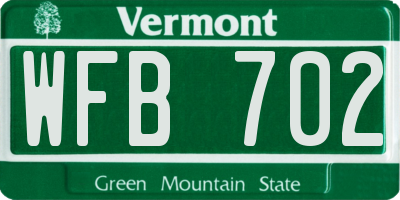 VT license plate WFB702
