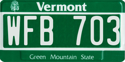 VT license plate WFB703