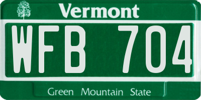VT license plate WFB704