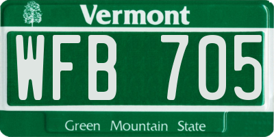 VT license plate WFB705