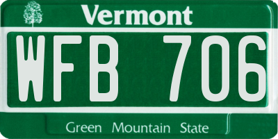 VT license plate WFB706