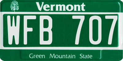 VT license plate WFB707