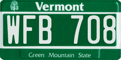 VT license plate WFB708