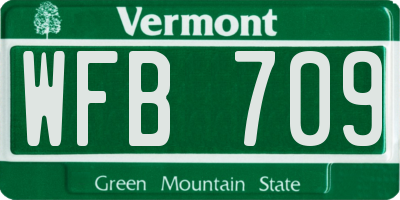 VT license plate WFB709