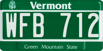 VT license plate WFB712
