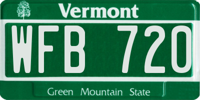 VT license plate WFB720