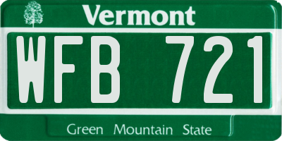 VT license plate WFB721