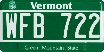 VT license plate WFB722