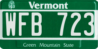 VT license plate WFB723