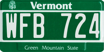 VT license plate WFB724