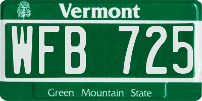 VT license plate WFB725
