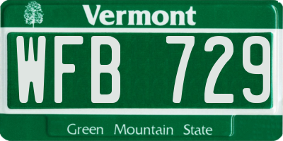 VT license plate WFB729