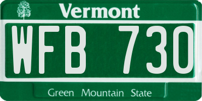 VT license plate WFB730