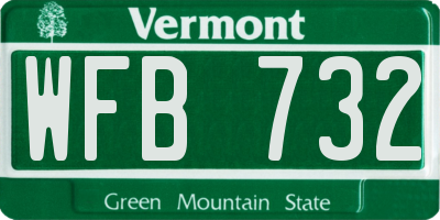 VT license plate WFB732
