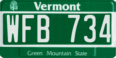 VT license plate WFB734