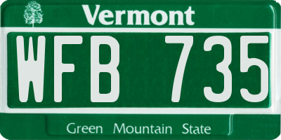 VT license plate WFB735