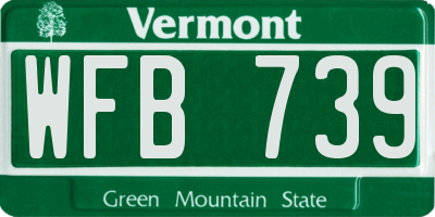VT license plate WFB739