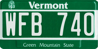 VT license plate WFB740