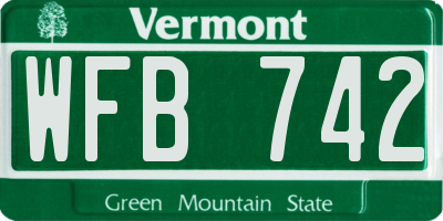 VT license plate WFB742