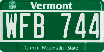 VT license plate WFB744