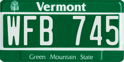 VT license plate WFB745