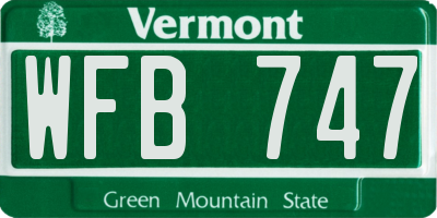 VT license plate WFB747