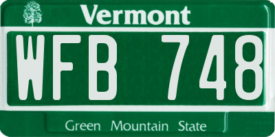 VT license plate WFB748