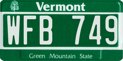 VT license plate WFB749