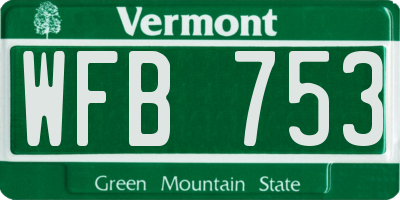 VT license plate WFB753