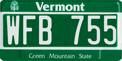 VT license plate WFB755