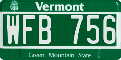 VT license plate WFB756