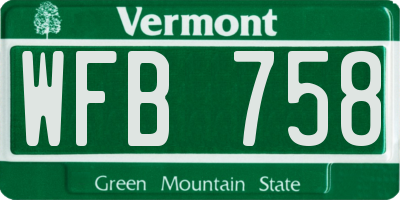 VT license plate WFB758