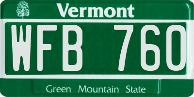 VT license plate WFB760