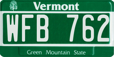 VT license plate WFB762