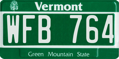 VT license plate WFB764