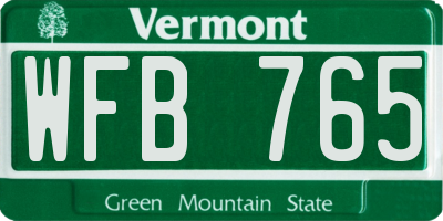 VT license plate WFB765