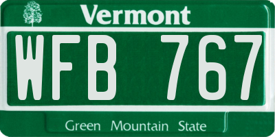 VT license plate WFB767