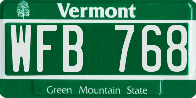 VT license plate WFB768