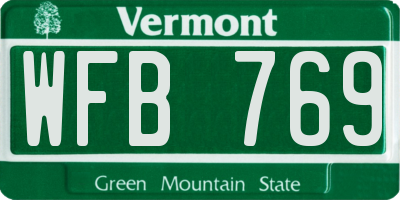 VT license plate WFB769