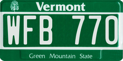 VT license plate WFB770