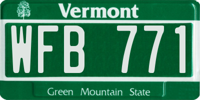 VT license plate WFB771