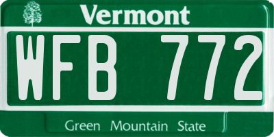 VT license plate WFB772