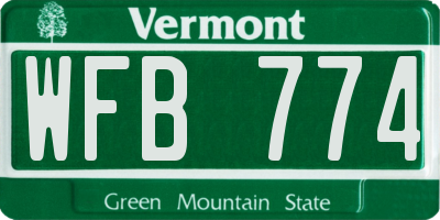 VT license plate WFB774