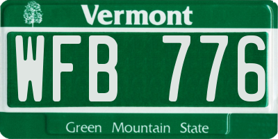 VT license plate WFB776