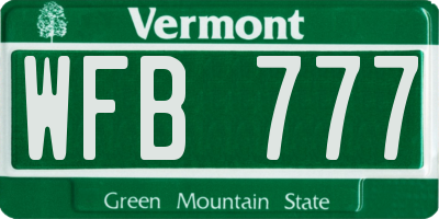 VT license plate WFB777