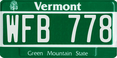 VT license plate WFB778