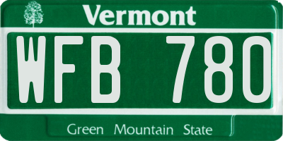 VT license plate WFB780