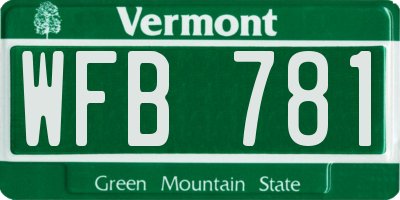 VT license plate WFB781