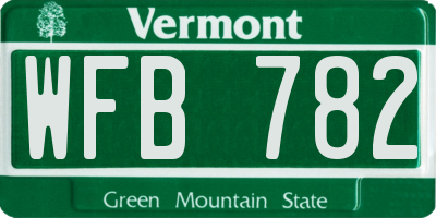VT license plate WFB782