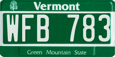 VT license plate WFB783